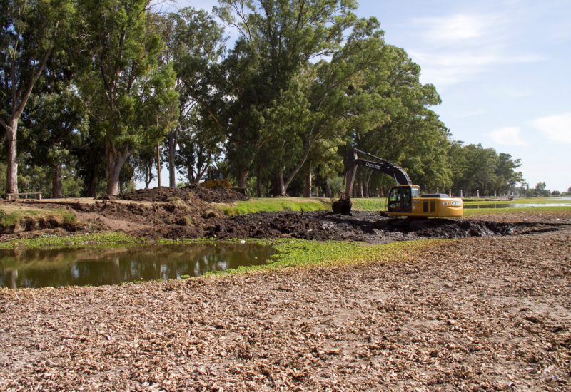 Se trabaja en el espejo de agua del Parque Plaza Montero